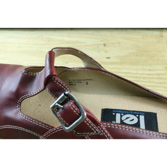 L.E.I. Shoes Womens Sz 9 Red Vintage Platform Y2K Clog Mules Chunky Slip Ons - Picture 8 of 8